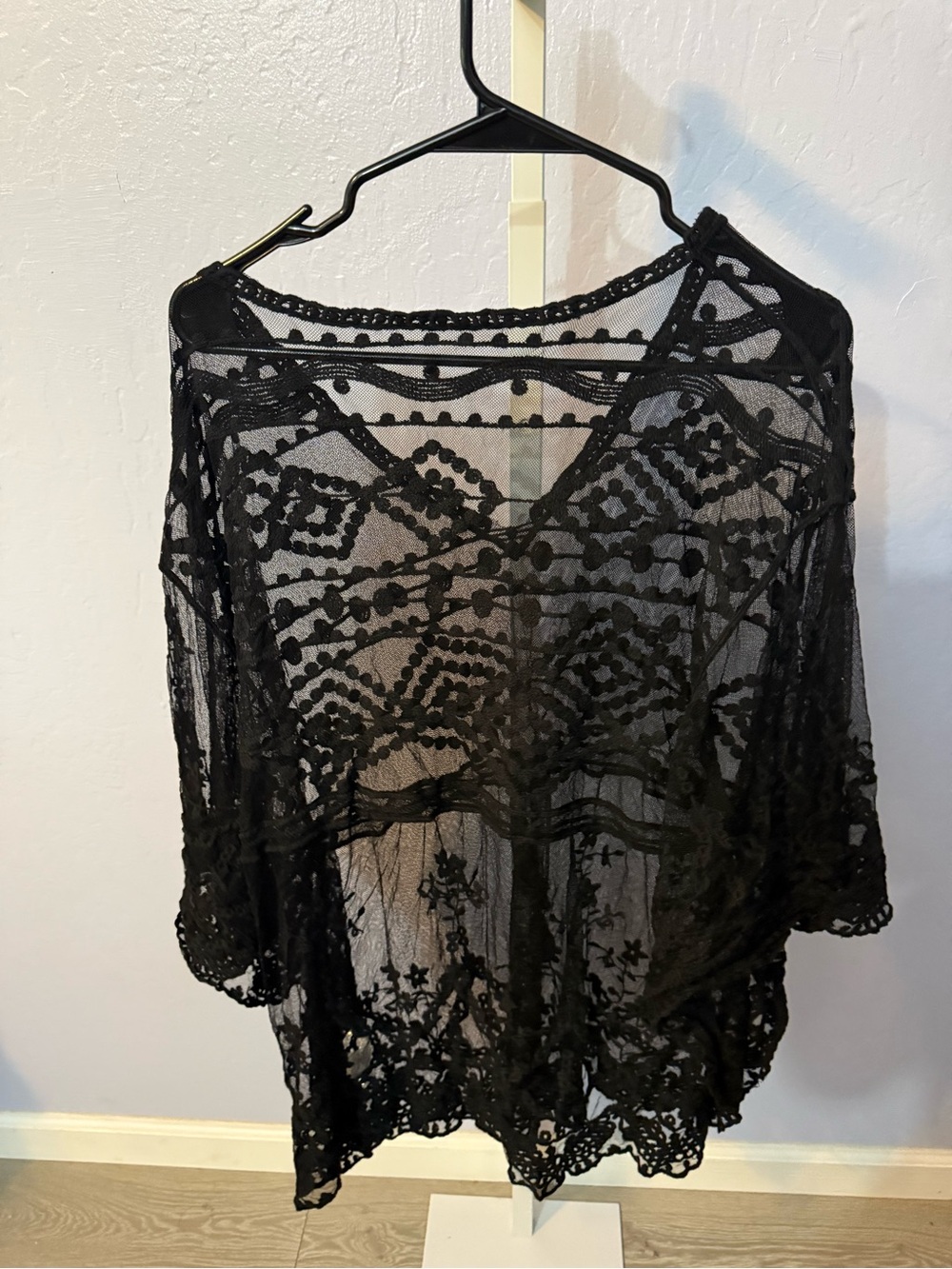 Sheer Black Lace V-Neck Blouse - Picture 2 of 2